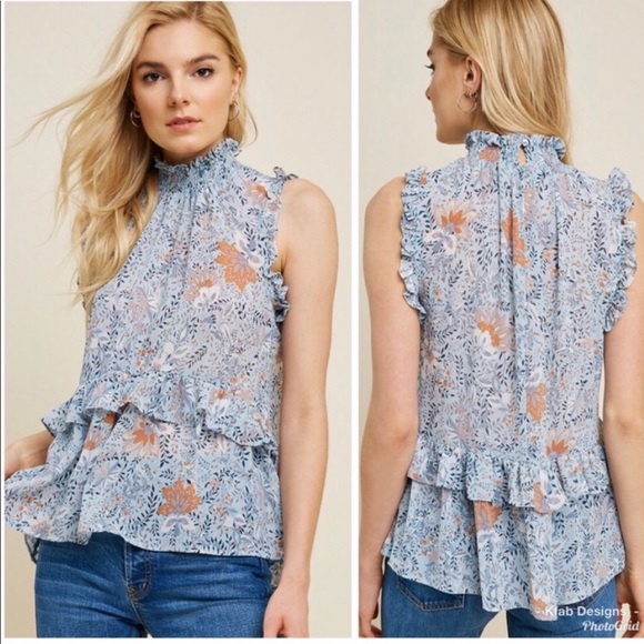 HOST PICK X2!Floral Smock Neck Ruffle Top 1️⃣ LEFT - Picture 2 of 6